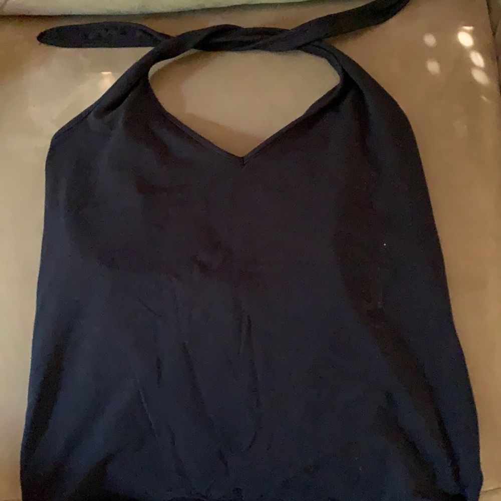 black large gap halter top shirt
